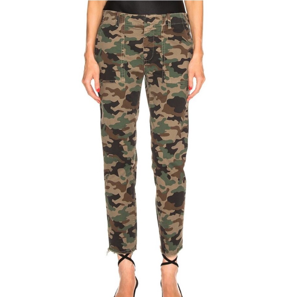 Nili Lotan Green and Brown Camo Cargo Pants